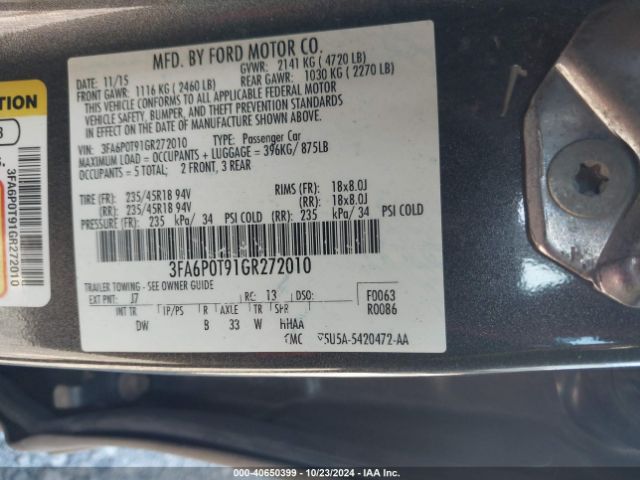 3FA6P0T91GR272010 Ford FUSION SE