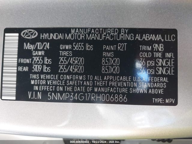 5NMP34G17RH006886 Hyundai Santa Fe Hybrid Limited
