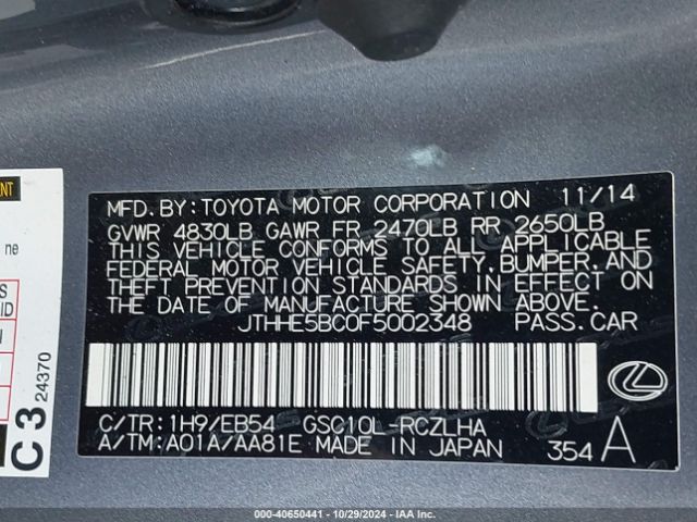 JTHHE5BC0F5002348 Lexus RC 350