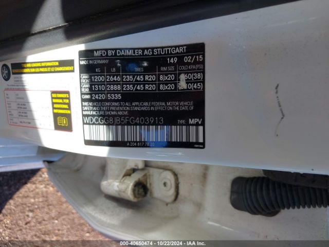 WDCGG8JB5FG403913 Mercedes-Benz Glk 350 4matic