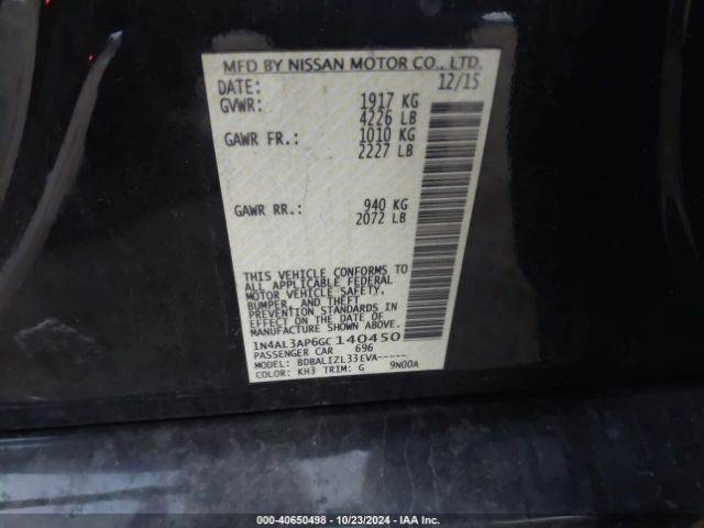 1N4AL3AP6GC140450 Nissan Altima 2.5 Sv