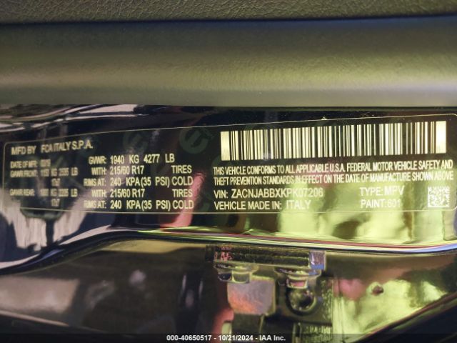 ZACNJABBXKPK07206 Jeep Renegade Latitude Fwd