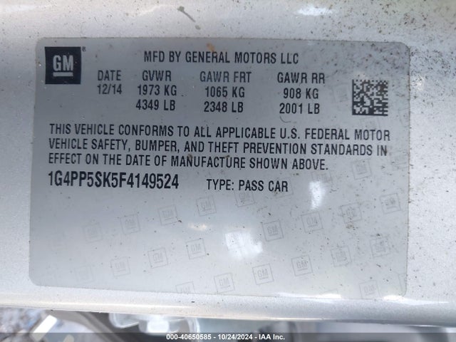 Buick Verano 2015 1G4PP5SK5F4149524 Image 9