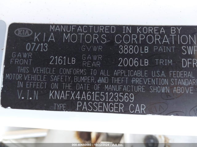 KIA FORTE LX 2014 KNAFX4A61E5123569 Image 9