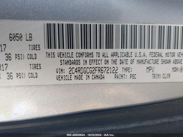 Dodge Grand Caravan Sxt Plus 2015 2C4RDGCG2FR672122 Image 9
