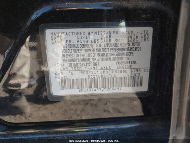 3N1AB7AP7JY208891 Nissan SENTRA SV