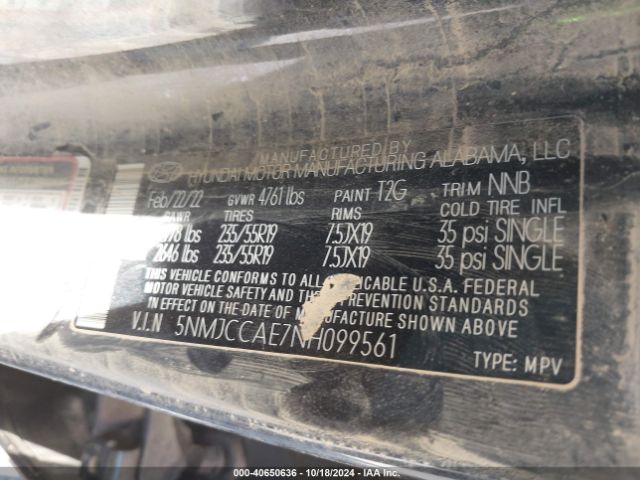 5NMJCCAE7NH099561 Hyundai TUCSON SEL