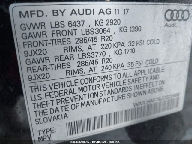 WA1LHAF79JD022406 Audi Q7 2.0t Premium
