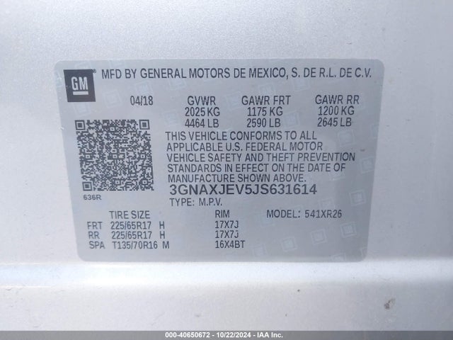 Chevrolet EQUINOX LT 2018 3GNAXJEV5JS631614 Image 9