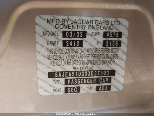 2003 JAGUAR X-TYPE SAJEA51D33XD37103 Photo 8