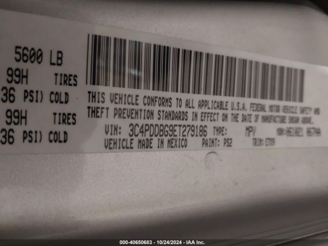 3C4PDDBG9ET279186 Dodge Journey Sxt