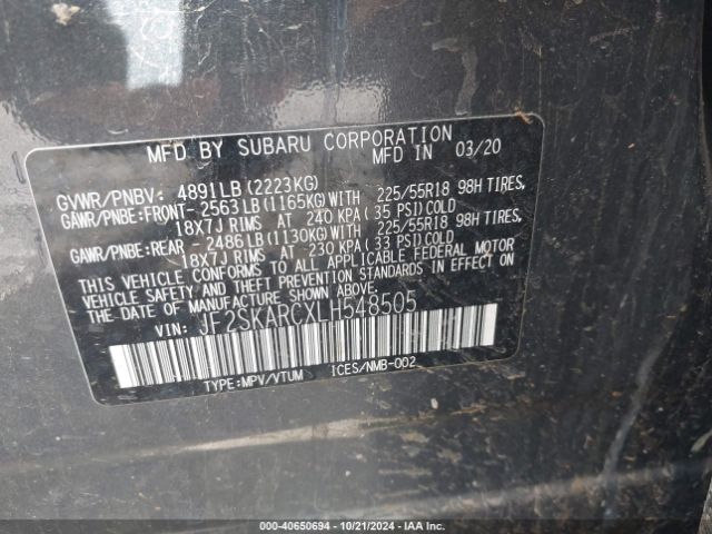 JF2SKARCXLH548505 Subaru Forester Sport