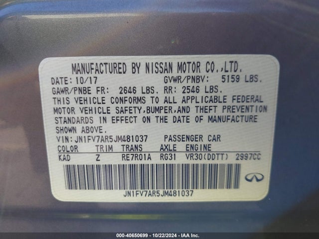 JN1FV7AR5JM481037 Infiniti Q50 3.0t Red Sport 400