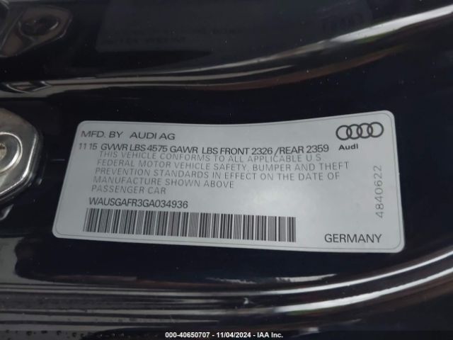 WAUSGAFR3GA034936 Audi A5 2.0t Premium