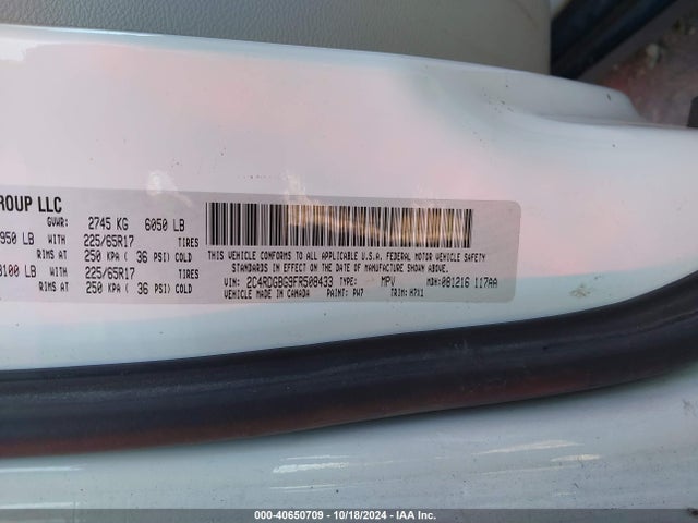 2C4RDGBG9FR508433 Dodge Grand Caravan American Value Pkg