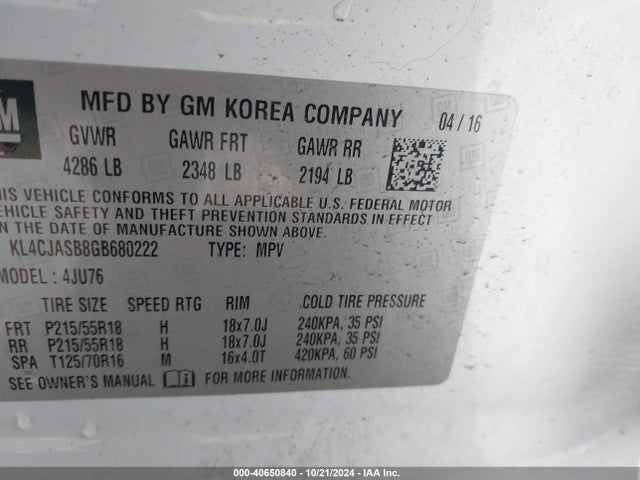 Buick Encore 2016 KL4CJASB8GB680222 Image 9