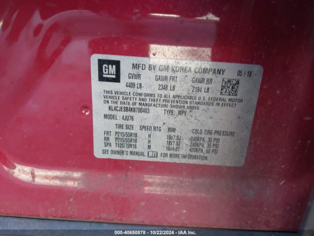 KL4CJESB4KB700403 Buick Encore Awd Preferred