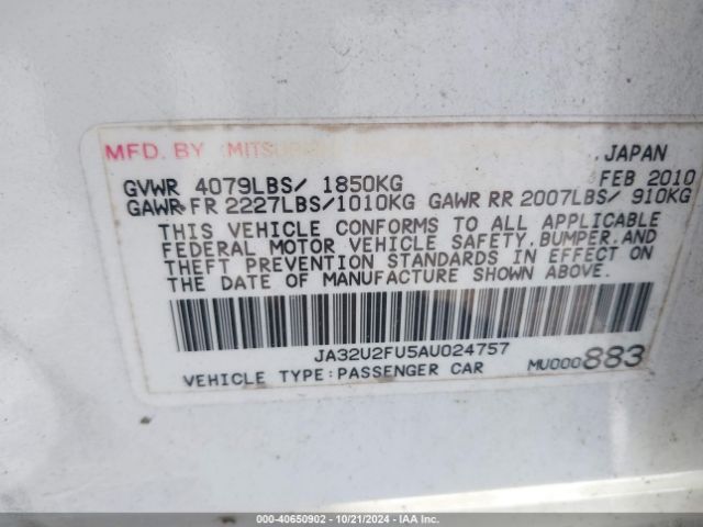 2010 MITSUBISHI LANCER JA32U2FU5AU024757 Photo 8