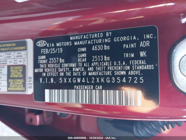 5XXGW4L2XKG354725 KIA Optima Sx Turbo