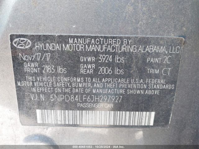 5NPD84LF6JH297927 Hyundai Elantra Value Edition