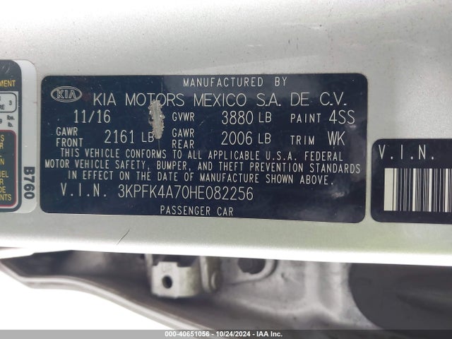 KIA FORTE LX 2017 3KPFK4A70HE082256 Image 9