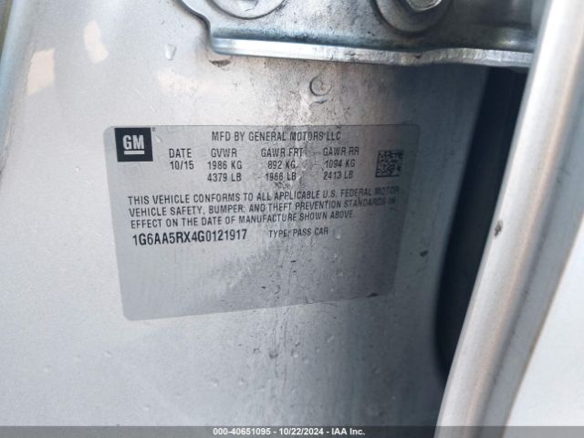 1G6AA5RX4G0121917 Cadillac Ats Standard
