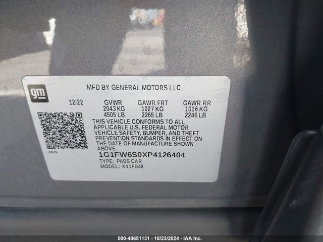 1G1FW6S0XP4126404 Chevrolet Bolt Ev Fwd 1lt