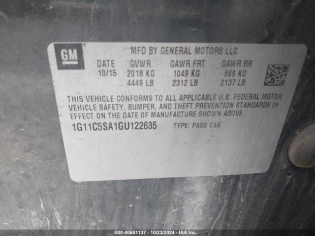 1G11C5SA1GU122635 Chevrolet Malibu Limited Lt