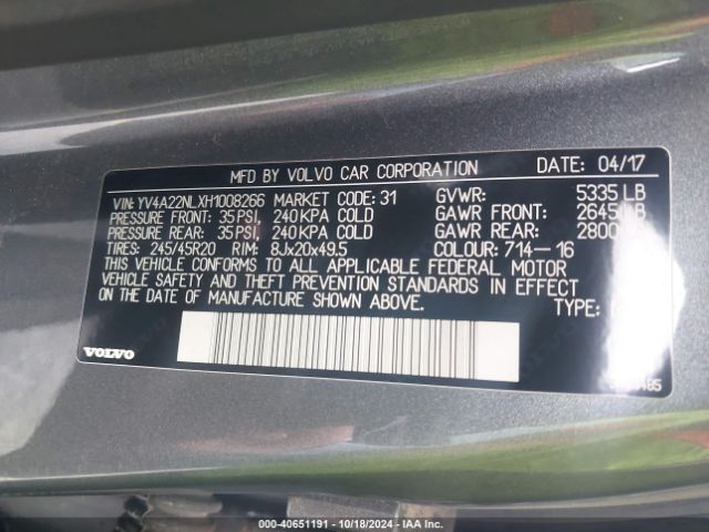 YV4A22NLXH1008266 Volvo V90 Cross Country T6