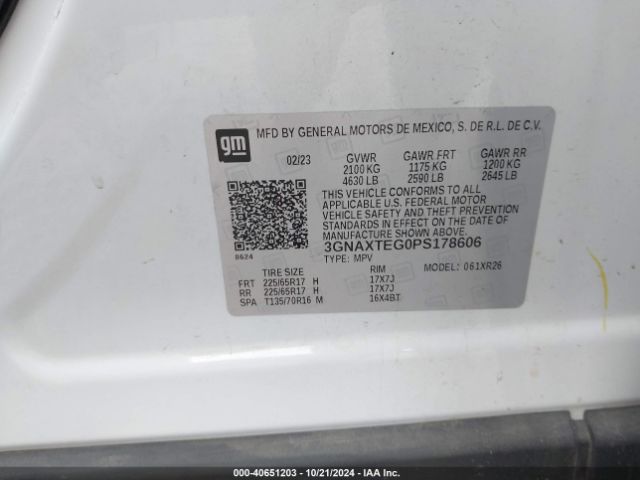 3GNAXTEG0PS178606 Chevrolet Equinox Awd 2fl