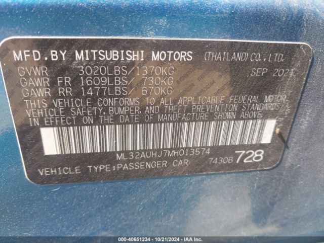 ML32AUHJ7MH013574 Mitsubishi Mirage Carbonite Edition/es/le