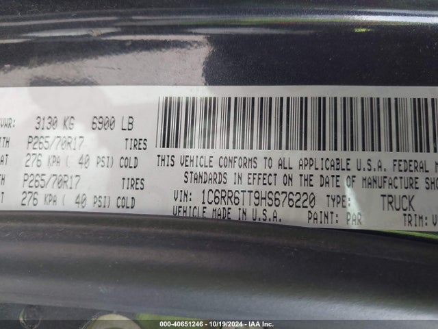 RAM 1500 Slt  4x2 6'4 Box 2017 1C6RR6TT9HS676220 Image 9