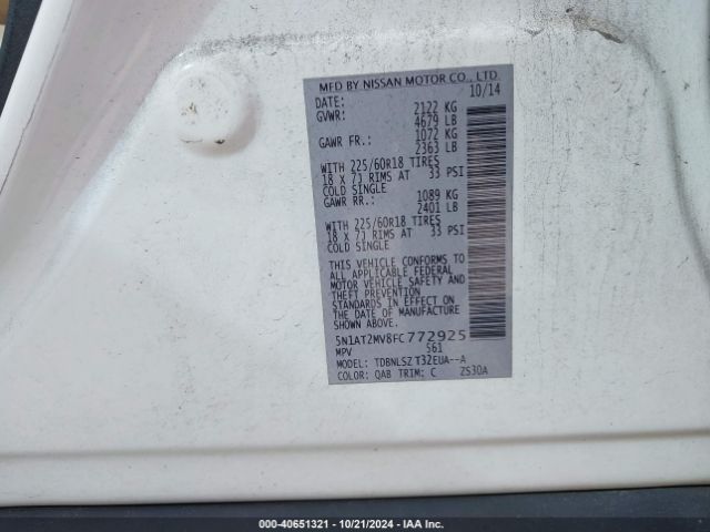 5N1AT2MV8FC772925 Nissan Rogue Sl
