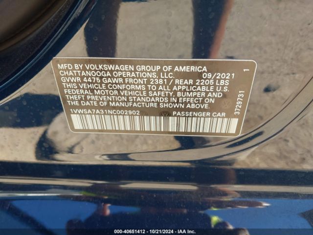 1VWSA7A31NC002902 Volkswagen Passat 2.0t Se