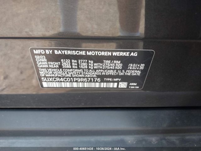 5UXCR4C01P9R67176 BMW X5 Sdrive40i