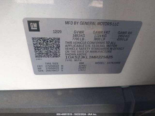 1GKS2JKL1MR225825 GMC Yukon Xl 4wd Denali