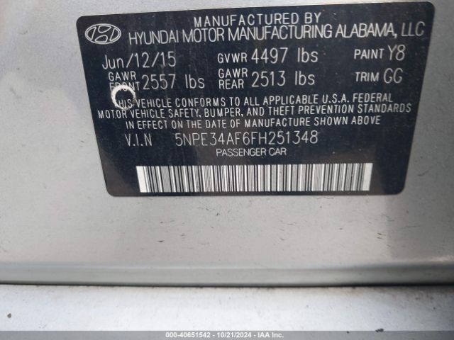 5NPE34AF6FH251348 Hyundai Sonata Sport