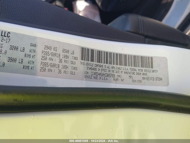 1C4RDHAG0HC805769 Dodge Durango Sxt Rwd