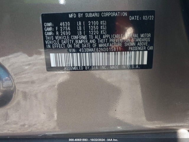 4S3BWAF62N3015811 Subaru Legacy Premium
