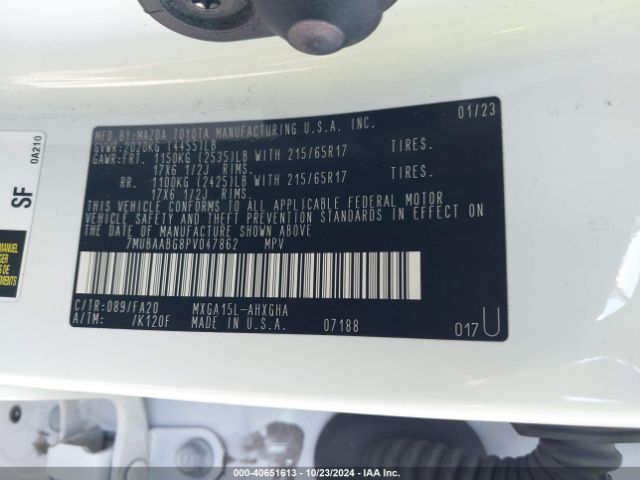 7MUBAABG8PV047862 Toyota Corolla Cross Le