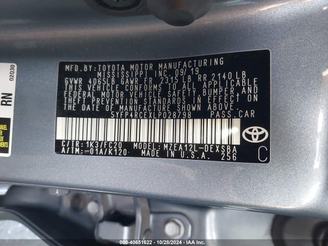 Toyota COROLLA SE 2020 5YFP4RCEXLP028798 Image 9