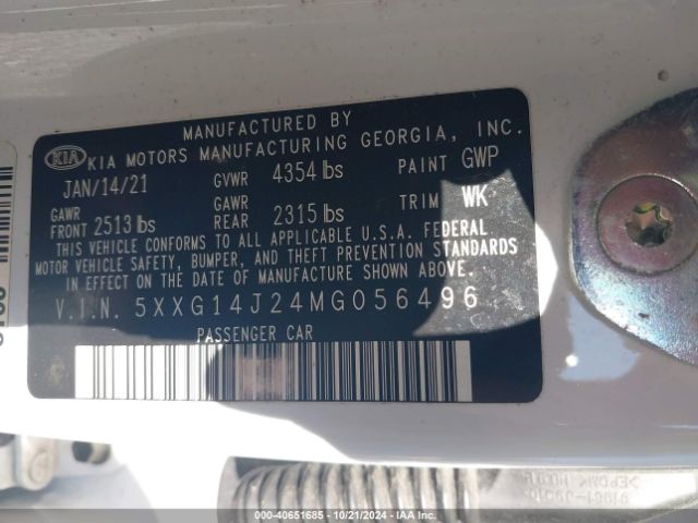 5XXG14J24MG056496 KIA K5 LXS
