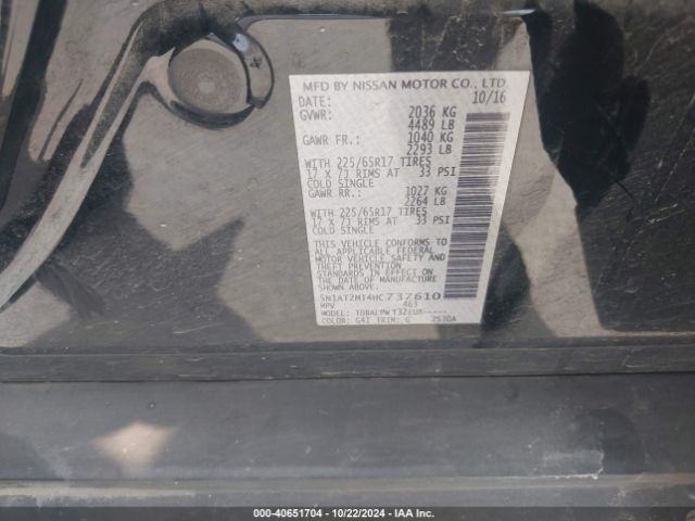 5N1AT2MT4HC737610 Nissan ROGUE S