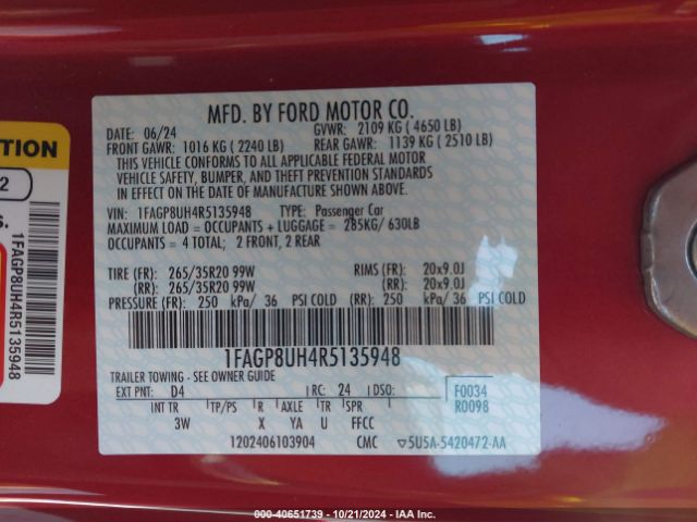 1FAGP8UH4R5135948 Ford Mustang Ecoboost Premium