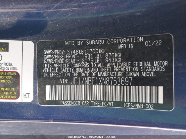 JF1ZNBF1XN8753697 Toyota Gr86 Premium