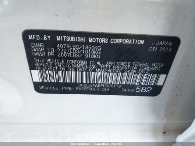 JA32U8FW6EU006116 Mitsubishi LANCER GT