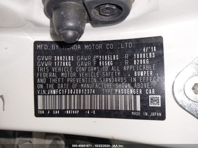 Honda Civic Ex-t 2018 JHMFC1F30JX012374 Image 9