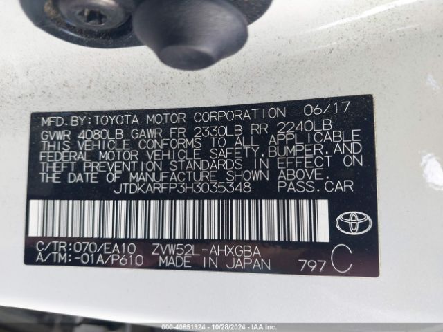 JTDKARFP3H3035348 Toyota Prius Prime Premium