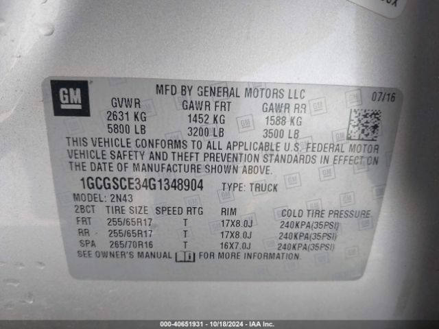 1GCGSCE34G1348904 Chevrolet Colorado Lt