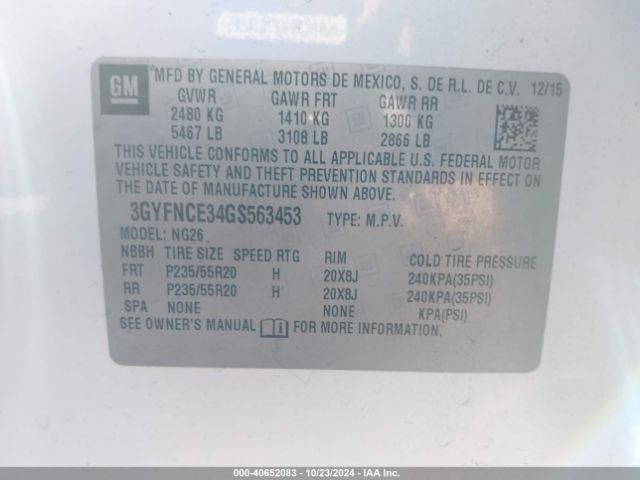 3GYFNCE34GS563453 Cadillac Srx Performance Collection